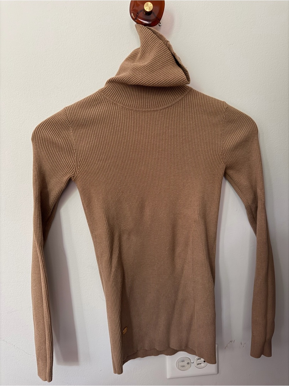 Lauren Ralph Lauren Ribbed Turtleneck Sweater in Camel